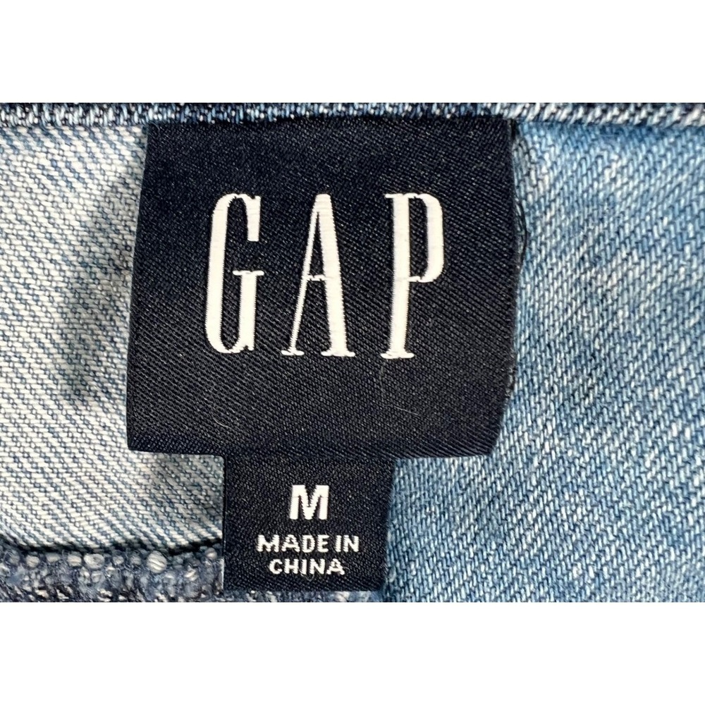 GAP Patchwork Denim Mini Dress Medium Button Up 100% Cotton Light/Med/Dark - Picture 11 of 14